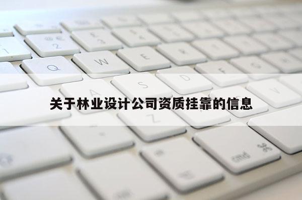 關(guān)于林業(yè)設(shè)計公司資質(zhì)掛靠的信息